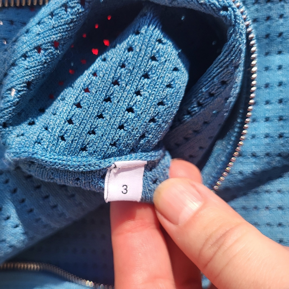 Pre-owned Sandro Paris Aiden Color Block Zip Cardigan Sweater in Red & Blue Sz 3 - Picture 5 of 15